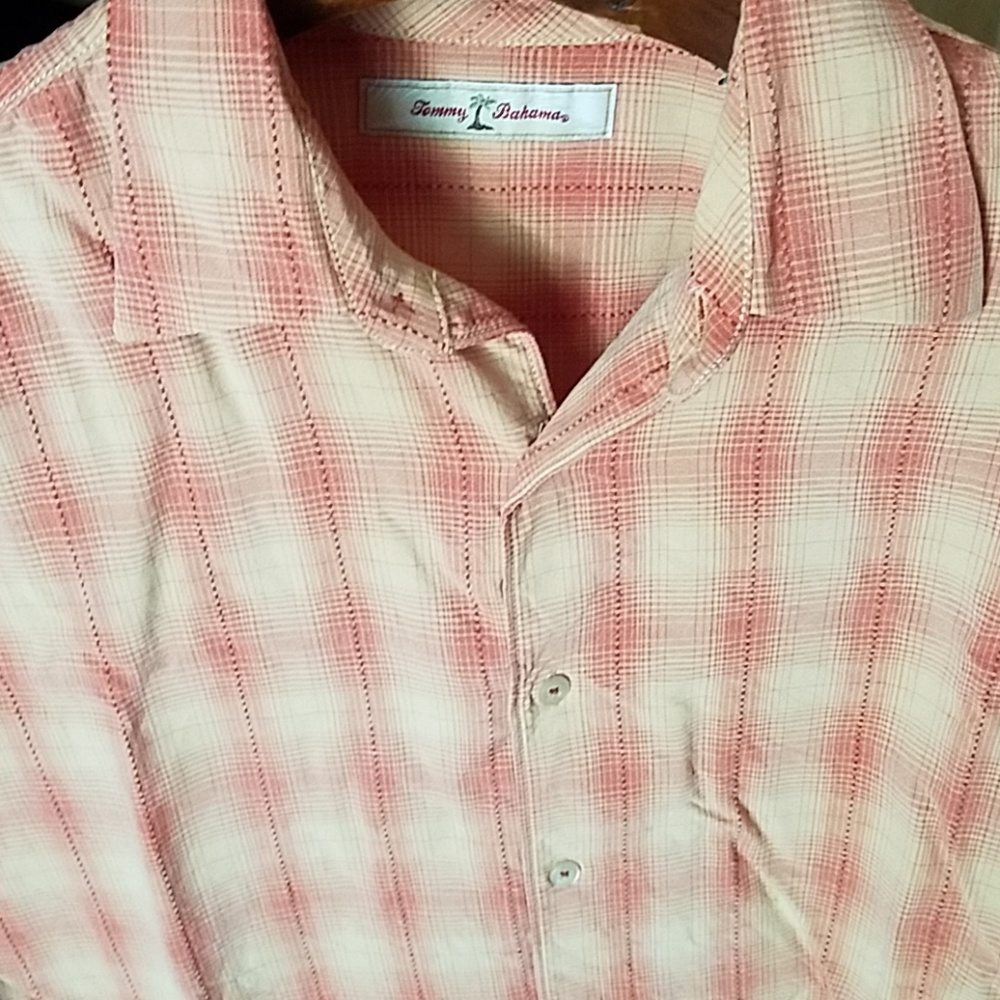 Tommy Bahama Shirt Large Orange Rust Long Sleeve